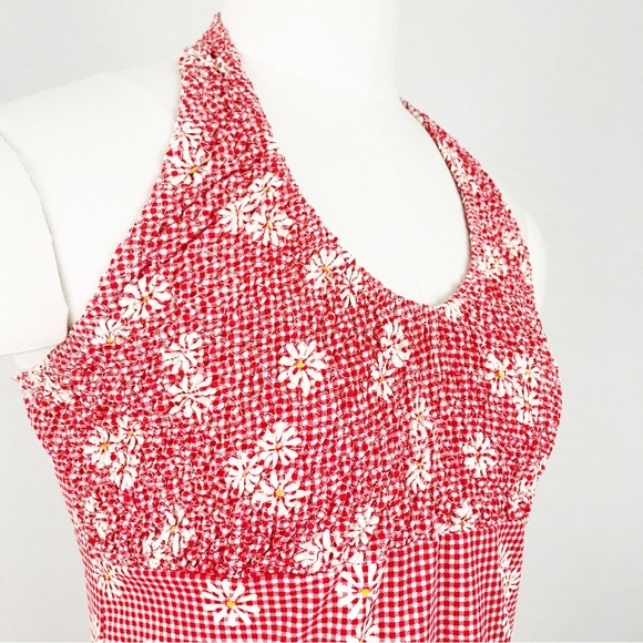 Vintage Smocked Gingham Halter Dress | Size M - Picture 9 of 10
